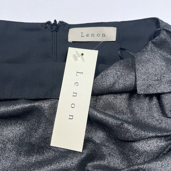 Lenon Women’s Size S Charcoal Metallic Mini Skirt Faux Wrap Front Zipper Closure - Picture 7 of 10